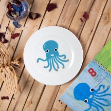 Porcelain plate - "Octopus" Ø24 with radial side